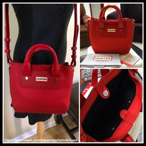 HUNTER ORIGINAL RED RUBBER MINI CROSSBODY TOTE A3C - Picture 7 of 8